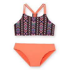 Wonder Nation Girls Shimmer Tribe Print Fashion Bikini Walmart Com Girls Bathing Suits Cute Girl Outfits Kids Fashion Clothes