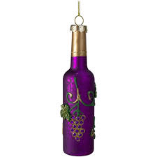 Northlight 6 Mercury Finish Wine Bottle Christmas Glass Ornament Purple In 2021 Christmas Wine Bottles Holiday Wine Bottle Crafts Decorated Wine Glasses
