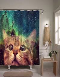 Epic Space Cat Shower Curtain Cat In Space Home Decor Funny Cute Feline Tabby Cat Astronomy Space Nebula Cat Shower Curtain Space Cat Unique Shower Curtain