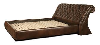 L 75 cm h 15 cm; Casa Padrino Chesterfield Genuine Leather Bed Dark Brown Luxury Bedroom Furniture