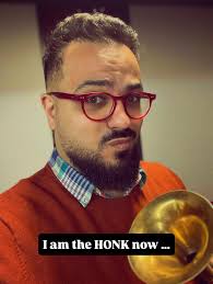 dan.golding, look at me … I am the HONK now 🪿 Excited to host the  #pressplay game music extravaganza tonight with @the_aso at Festival  Theatre, along with the powerhouse @jessicagethinconductor and this