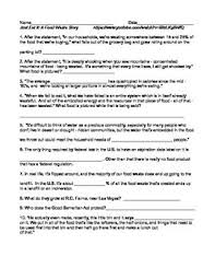 This Is A Worksheet With 10 Fill In The Blank Questions That Go Along With The Documentary Just Eat It A Food Waste Story 20 Just Eat It Food Waste A Food