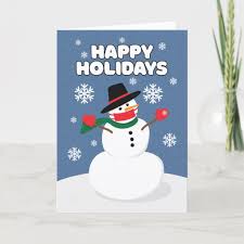 Happy Holidays Snowman In Face Mask Holiday Card Zazzle Com In 2020 Holiday Card Set Snowman Christmas Cards Custom Holiday Card