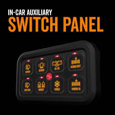 Toggle switch with light indication of selected option. Roadpower In Car Auxiliary Switch Panel