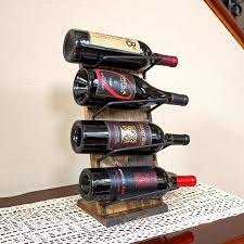 Rustic 4 Bottle Countertop Wine Rack Tabletop Wine Display Etsy Countertop Wine Rack Wine Rack Wine Stand
