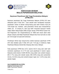 Terhad majlis peperiksaan malaysia format dan contoh penulisan esei berformat bahasa melayu kerja kursus penggal 2 sijil tinggi persekolahan malaysia © hakcipta majlis peperiksaan malaysia 2017 terhad terhad kandungan 1. Moe Keputusan Peperiksaan Sijil Tinggi Persekolahan Malaysia Stpm 2013 Page 1