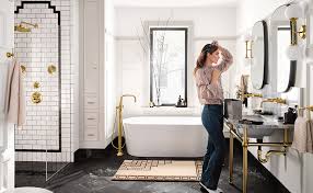 Delta faucet lahara gold bathroom faucet with coordinating bathroom accessories included, bathroom sink faucet 603 taupe brushed nickel waterfall faucet bathroom ensemble. Amazon Com Moen Ts44104bg Colinet Traditional Lever Handle Wall Mount Bathroom Faucet Trim Valve Required Brushed Gold Home Improvement