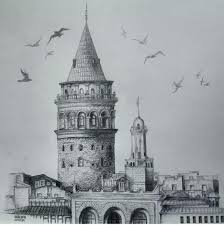 Galata Kulesi Galata Tower Mimari Cizim Taslaklari Fuzen Cizimleri Resimler