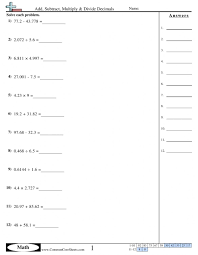 Fraction decimal fraction decimal 2 1 1 6 005 9 4 2 7 02 4 1 3 3 8 8 16 1 20 4 9 7 15 5 2. Adding Subtracting Multiplying And Dividing Decimals Worksheet