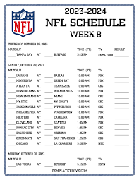 Printable Week 8 Nfl Schedule