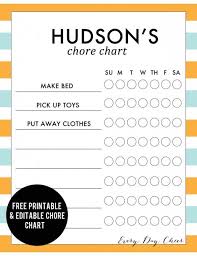 Free Printable Chore Charts For Kids Chore Chart Kids