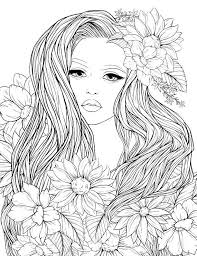 Girl with paper cup coloring page vector. Coloring Pages Of A Girl For Adults Novocom Top