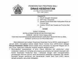 Contoh surat dinas merupakan surat yang dibuat oleh dinas atau sekolah atau instansi pemerintah dengan tujuan tertentu. Pengumuman Se Kadiskes Bali Terkait Virus Corona 2019 Ncov Dinas Kesehatan Provinsi Bali