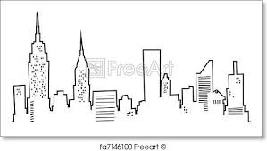 Black And White Cityscape Cartoon Freeart Fa7146100 Tumblr Drawings Easy New York Drawing Black And White Drawing