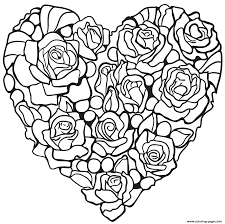 In most of the printables, the roses are drawn with other objects, like hearts and skulls. Heart Made Of Rose Coloring Pages Printable
