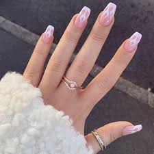 Black And White Flames Nails French Nail Flames Pink Acrylic Nails Pink Nails Fire Nails