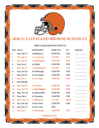In honor of the 75th anniversary of the team's founding in 1946, the browns introduced a commemorative logo in january to be used in 2021. Printable 2020 2021 Cleveland Browns Schedule