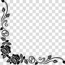 Black Floral Frame Design Black Rose Best Borders Flower Bouquet Floral Corner Transparent Background Mandala Coloring Books Rose Frame Flower Illustration