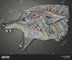 Charming tribal wolf circle tattoo ideas on back shoulder for guys. Patterned Head Wolf Vector Photo Free Trial Bigstock