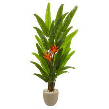 76 Heliconia Artificial Plant In Sand Stone Finish Planter Artificial Plants White Planters Heliconia Plant
