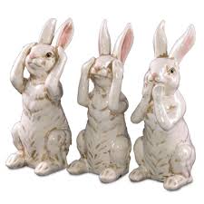 3 Wise Bunnies Hear See Speak No Evil Monkeys Ceramic Rabbit Ornaments Ceramic Bunny Evil Wise Monkeys