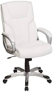 Amazonbasics High Back Executive Swivel Office Desk Chair White With Pewter Finish Bifma Certified Desk Chair White Office Chair Adjustable Office Desks
