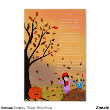 Autumn Poem Poster Zazzle Co Uk Autumn Poems Autumn Digital Illustration