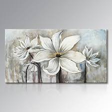 Amazon Com Seekland Art Canvas Wall Art Flowers Lotus Oil Painting Wall Art Contemporary Hand Painted Artwork For Bedro Flower Painting Painting Flower Canvas