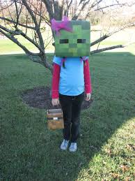Minecraft Zombie Costume Easy Halloween Crafts Creative Halloween Crafts Minecraft Halloween Costume