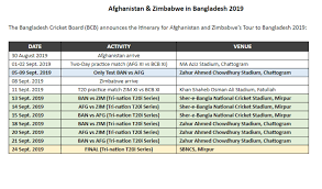 Afghanistan Bangladesh Zimbabwe T20 Tri Series Schedule