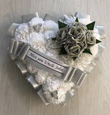 Ideal for placing in a vase, filling of centerpieces or home and wedding decoration. Silver Roses Silk Funeral Flowers Heart Wreath Memorial Tribute Grave Artificial