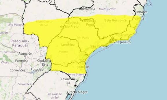 Alerta amarelo para tempestades atinge cidades de oito estados do Brasil - Clima ao Vivo