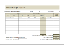 Vehicle Mileage Log Book Ms Excel Editable Template Excel