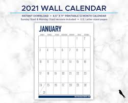 Download printable calendars for 2021, 2022 in word, excel, pdf format. 2021 Large Print Printable 12 Month Wall Calendar With Modern Etsy