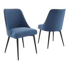 Set of 4 urban style leather dining chairs with solid wood legs chair. Steve Silver Colfax Blue Side Chair Set Of 2 Cf450sn The Home Depot
