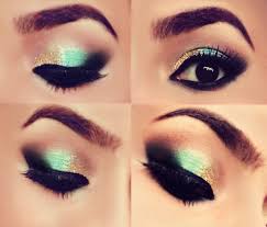 Dark olive green eye shadow: Aqua Green With Gold Glitter Prom Makeup By Desert Winds On Deviantart