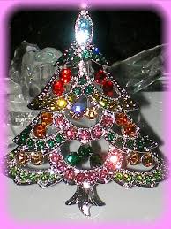 Multi Pink Christmas Tree Rhinestone Crystal Silver Gold Wgp Gift Brooch Pin Jewelry Christmas Tree Christmas Bling Crystal Christmas Tree