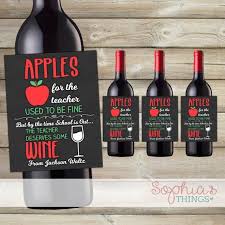 Teacher Gift Wine Bottle Labels Apples For The Teacher Used Etsy In 2020 Wine Bottle Labels Wine Bottle Wine Gifts