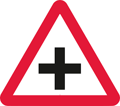 Look left and right for other traffic. File Defunct Crossroads Ahead Sign Png Roader S Digest The Sabre Wiki