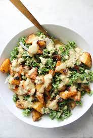 Spicy Potato Kale Bowls With Mustard Tahini Dressing This Savory Vegan Recipe Savory Vegan Clean Eating Snacks Healthy Recipes
