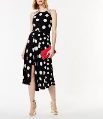 Black And White Spot Midi Dress Karen Millen Polka Dot Midi Dress Black White Dresses Womens Dresses Karen Millen Dress