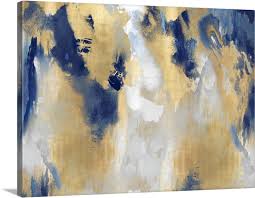Original abstract artwork from the oliver gal uses shapes, colours, forms and gestural marks to become the expressive, modern wall décor your home or office needs. Abstract Gold Stains Indigo Wall Art Canvas Prints Framed Prints Wall Peels Great Big Canvas