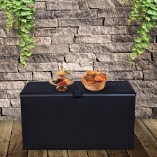 Lifetime storage box products are constructed from strong plastic for durability and low maintenance. Ainfox 120 Gallon Patio Storage Deck Box Outdoor Storage Plastic Bench Box 47 2 L X 24 01 Resin Wicker Storage Container Bench Seat Black Walmart Com Walmart Com