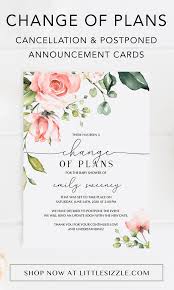 Floral Baby Shower Change Of Plans Card Template In 2020 Floral Baby Shower Floral Baby Baby Shower Announcement