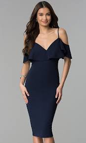 Knee Length Cold Shoulder Navy Wedding Guest Dress Short Wedding Guest Dresses Navy Wedding Guest Dresses Navy Dress Outfits