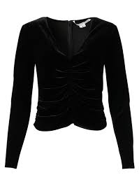 Pelona Black Ruched Velvet Top | Veronica Beard