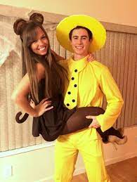 Diy costume i died an old white shirt with rit in the color lemon yellow and i did the pants by tracing one of his pants and used a fabric glue to make it. Man In The Yellow Hat And Curious George Couple Costume