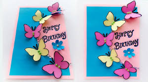 Handprint birthday cake birthday card. Butterfly Birthday Card Easy Diy Butterfly Birthday Cards Diy Birthday Card For Boyfriend Simple Birthday Cards