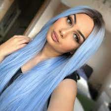 Sky Blue Full Wig Long Straight Cosplay Party Wigs Net 60cm Ad Affiliate Wig Long Straight Blue Ombre Hair Ombre Hair Color Blue Hair