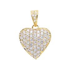 North star smile bar necklace with diamond in gold plating. 14k Gold Pave Diamond Heart Pendant 1ct 009997
